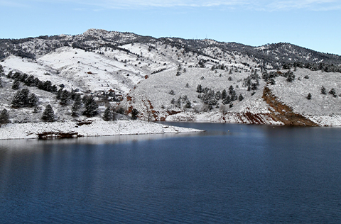 Horsetooth Reservoir with snow