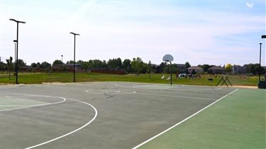 A basketball court at a park