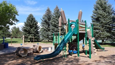 A nature-themed park playground