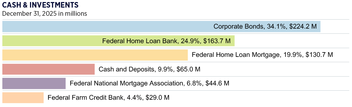 Bar chart of City cash and investments