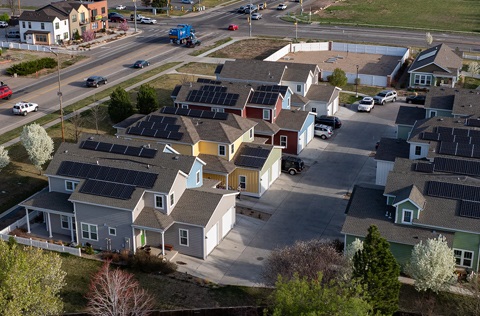 Aerial view of the Harmony Cottages home development