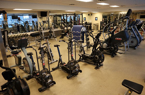 Room of various exercise equipment