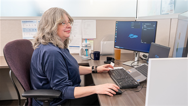 person on desktop computer