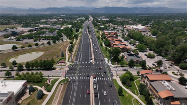 aerial of traffic on 6 lane road
