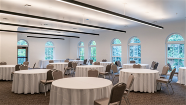 banquet tables in large room