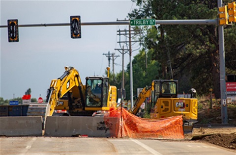 Excavation equipment on a Fort Collins roadway